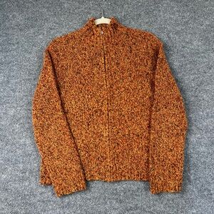 Vintage Jones Sport Jacket Women's  Size Large Orange Zip Up Knit Long‎ Sleeve